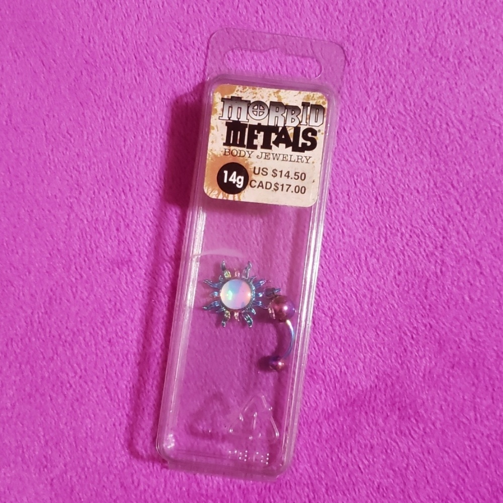 Rainbow Opal Sun belly ring